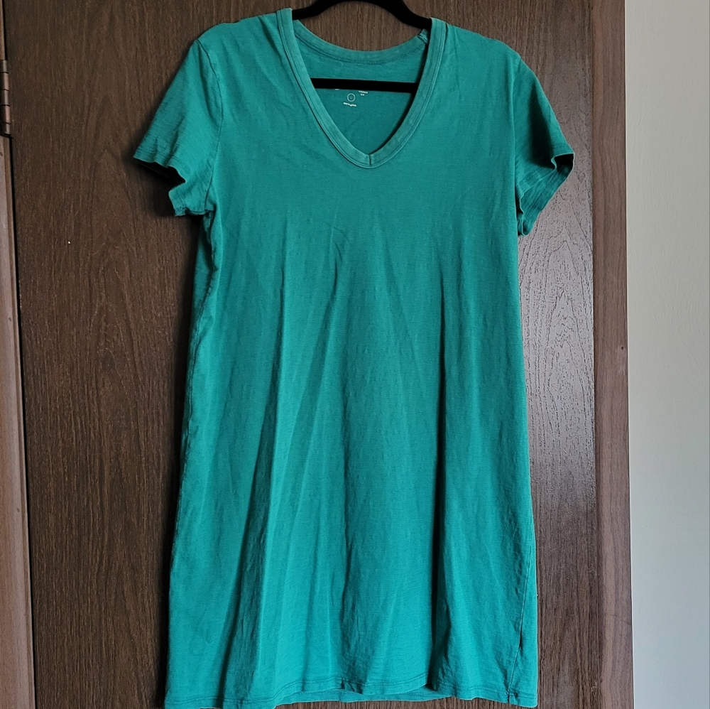 Teal Green Short Sleeve Cotton T-Shirt Dress